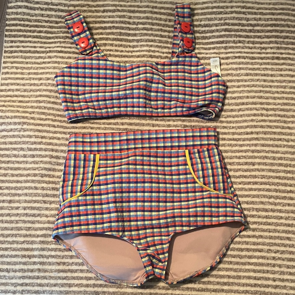 EUC Seea Multicolor Plaid Bikini - washed never worn